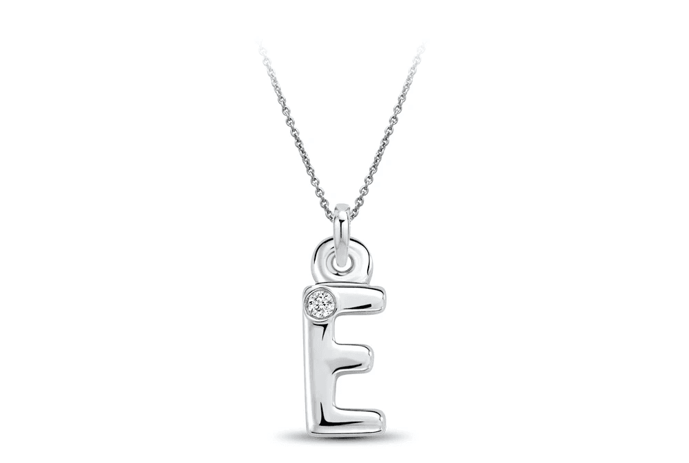 14kt White Gold Mini Initial Diamond Pendant Ritani