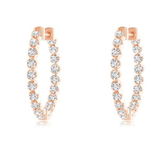 Floating Diamond Inside-Out Hoop Earrings Angara