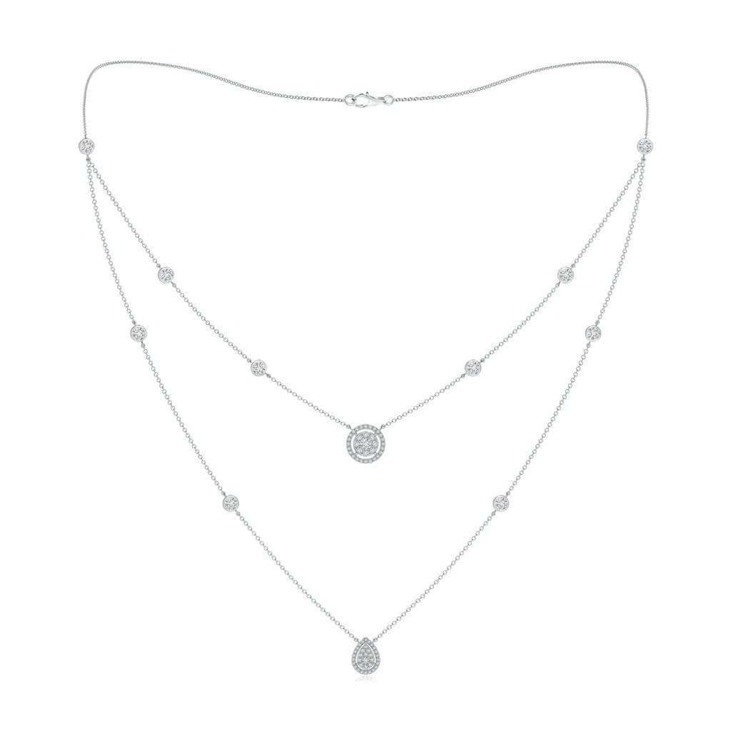 Pear & Round Diamond Cluster Two-Layer Station Necklace Angara