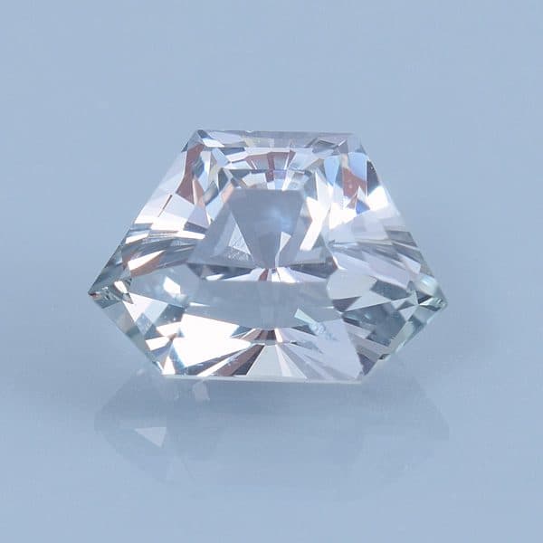 Finished version of Custom Freeform Hexagon Cut Color Shift Sapphire