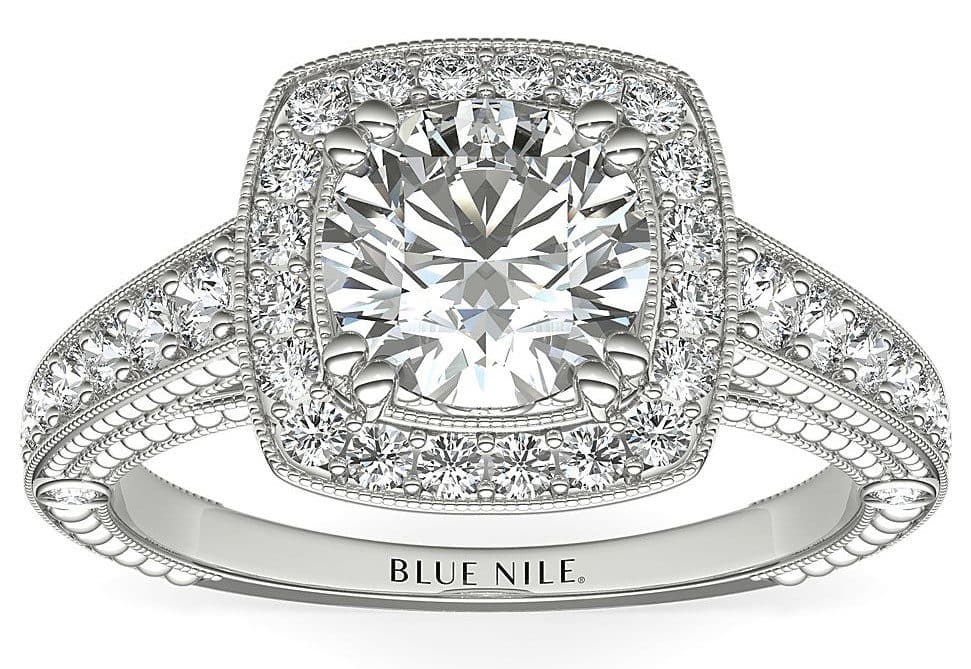 Blue Nile Studio Victorian Halo Diamond Engagement Ring Blue Nile