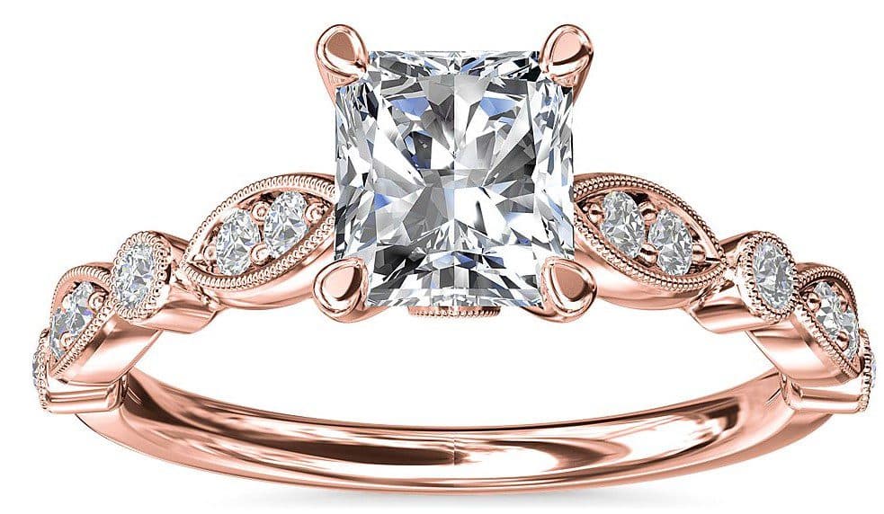 Cathedral Milgrain Marquise-Shape and Dot Diamond Engagement Ring Blue Nile