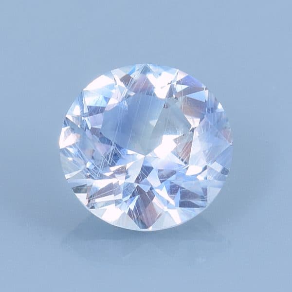 Finished version of Custom Twisted Round Brilliant Cut Sapphire