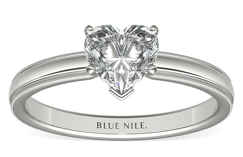 Milgrain Comfort Fit Solitaire Engagement Ring in Platinum Blue Nile
