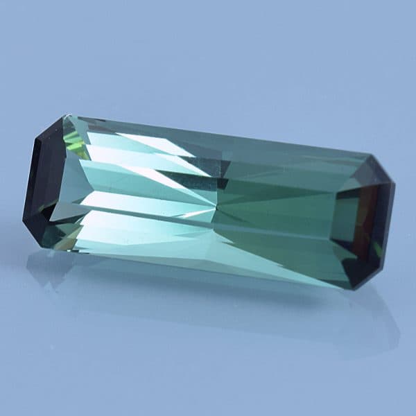 Finished version of Long Radiant Step Emerald Cut Tourmaline
