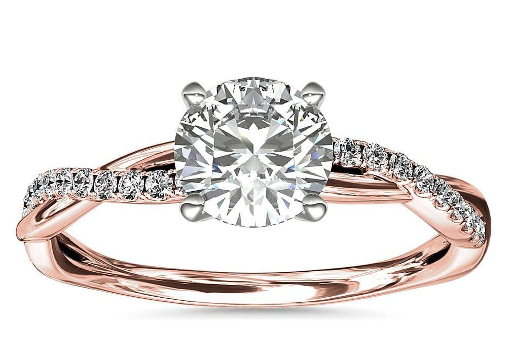 Petite Twist Diamond Engagement Ring in 14k Rose Gold Blue Nile