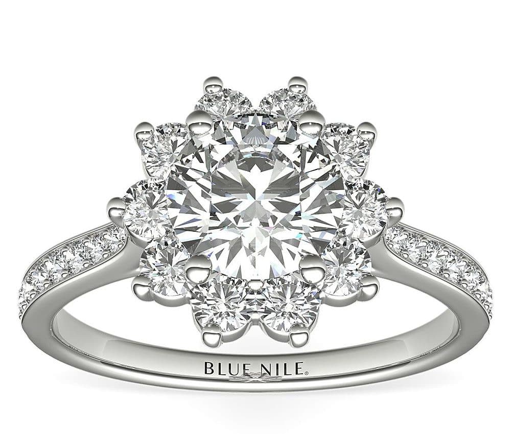 Starburst Floral Diamond Halo Engagement Ring Blue Nile