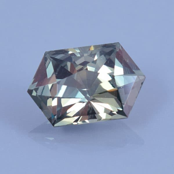 Finished version of Custom Long Hexagon Cut Sapphire