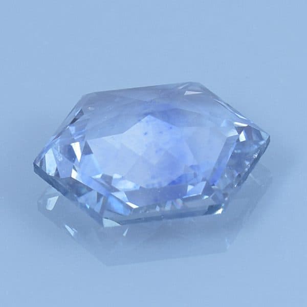 Finished version of Custom Octagon Cut Sapphire