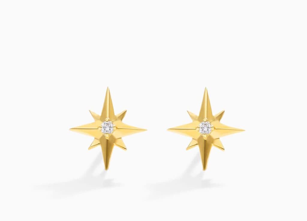 14K Yellow Gold North Star Diamond Fleck Earrings James Allen
