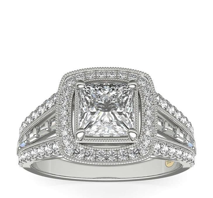 ZAC Zac Posen Milgrain Diamond Halo Blue Nile