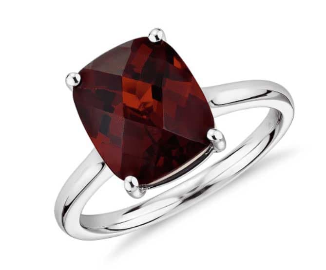 Garnet Cushion Cocktail Ring in 14k White Gold Blue Nile