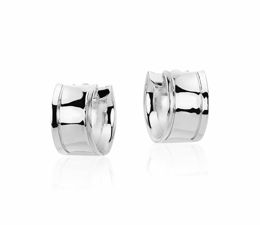 Wide Huggie Hoop Earrings in Sterling Silver Blue Nile