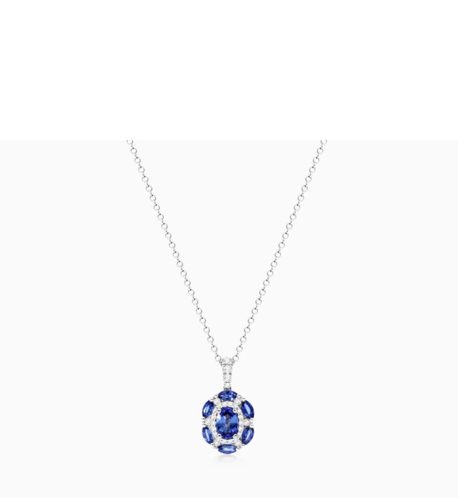 14K White Gold Imperial Sapphire and Diamond Necklace James Allen