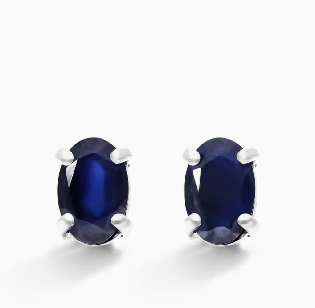 14K White Gold Oval Sapphire Birthstone Earrings James Allen