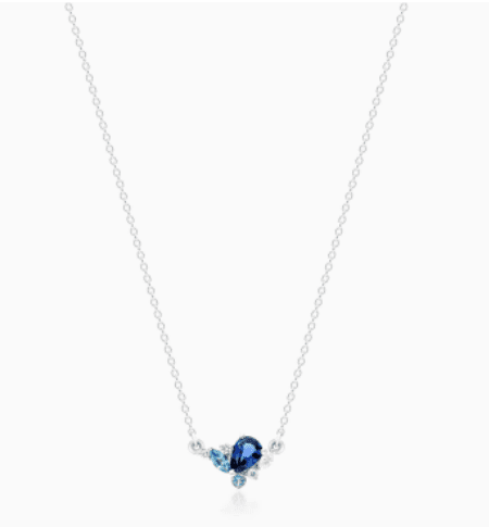 Example of December Birthstones: 14K White Gold Sapphire, Blue Zircon and Diamond Cluster Necklace James Allen