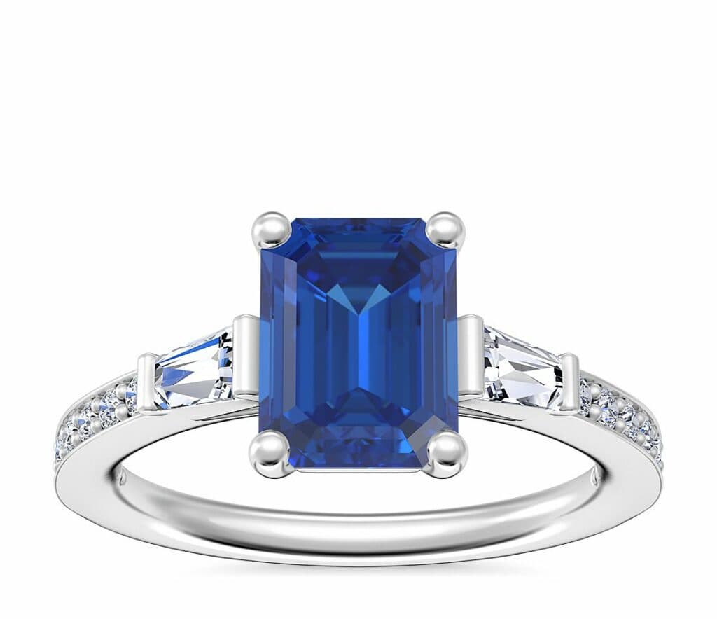 Tapered Baguette Diamond Cathedral Engagement Ring Blue Nile
