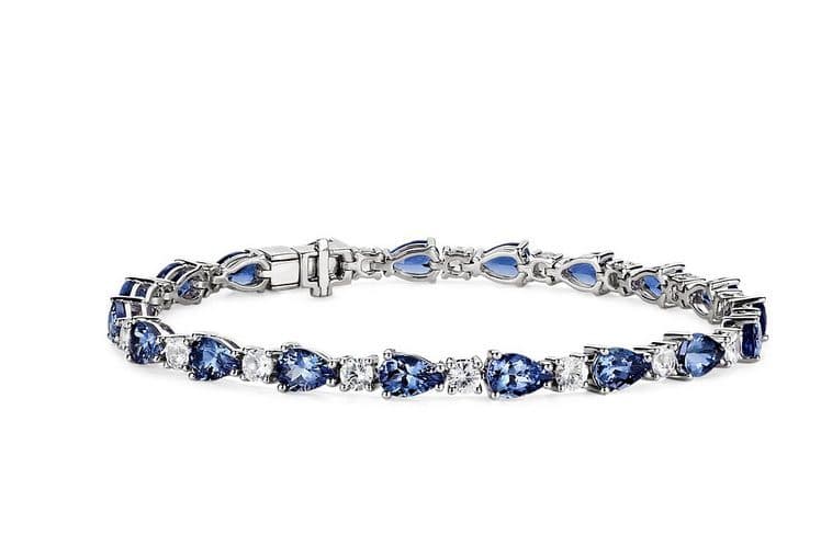 Example of December Birthstones: Tanzanite and White Sapphire Bracelet in 14k White Gold Blue Nile