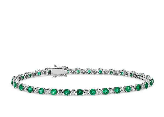 Alternating Size Emerald and Diamond Bracelet Blue Nile