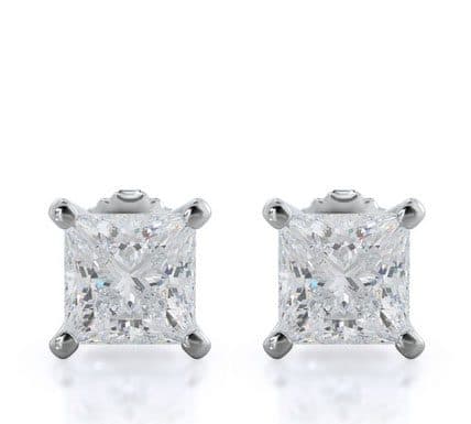 Princess Natural Diamond Stud Earrings With Clarity
