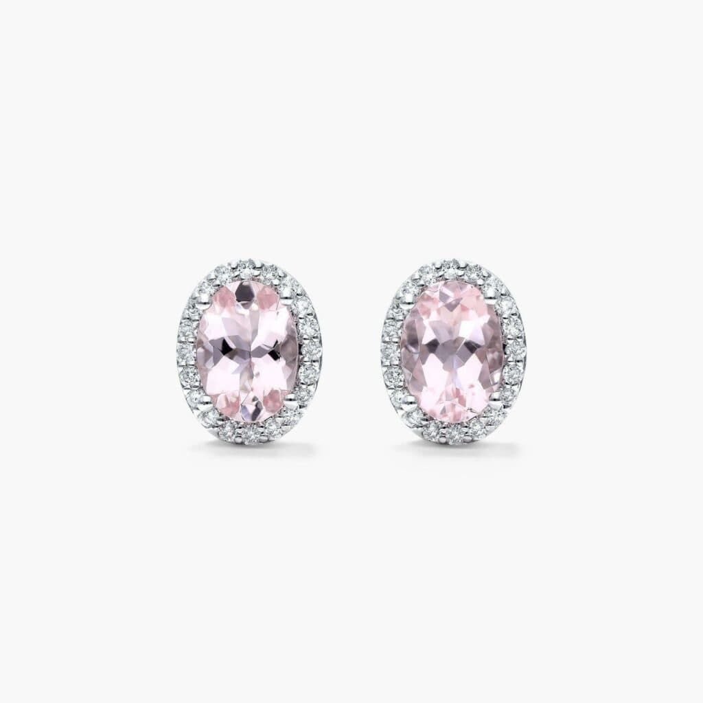 14K White Gold Morganite and Diamond Halo Earrings James Allen