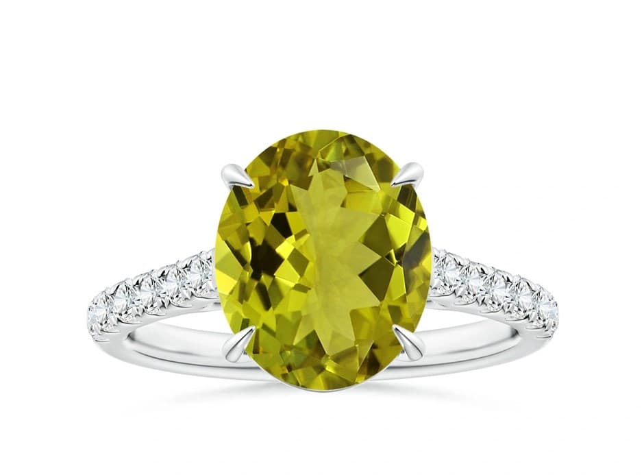Claw-Set GIA Certified Oval Tourmaline Ring with Diamonds Angara