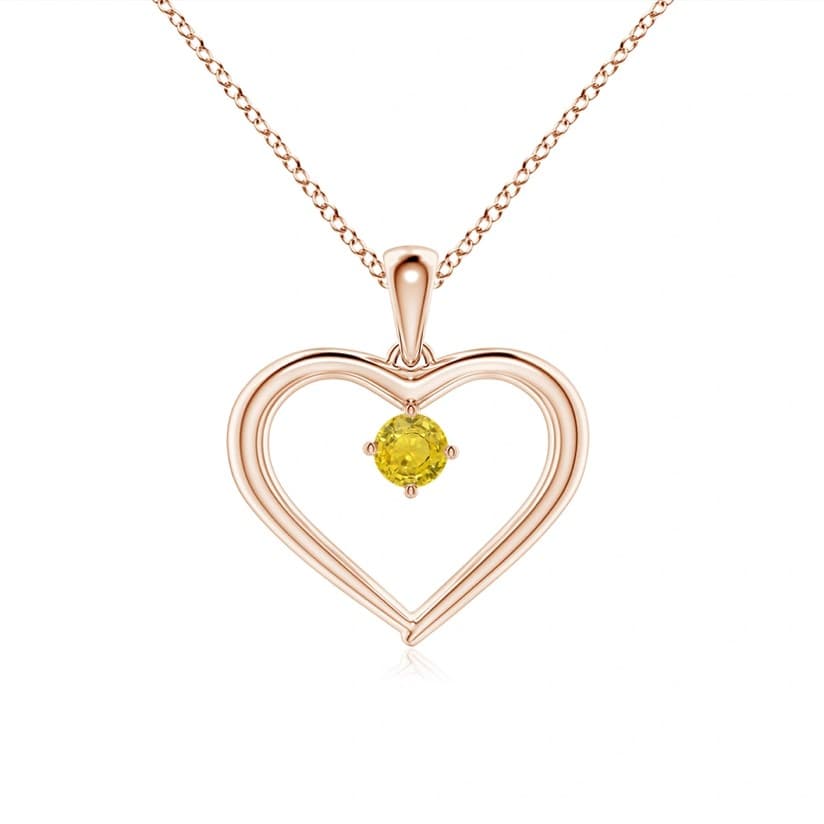 Solitaire Round Yellow Sapphire Open Heart Pendant Angara