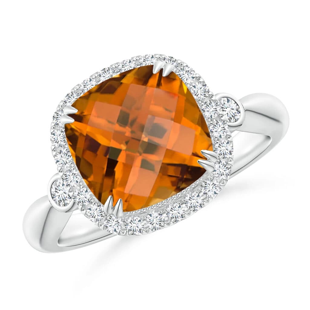 GIA Certified Cushion Orange Zircon Ring Angara