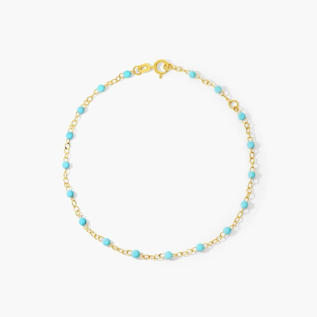 14K Yellow Gold Turquoise Enamel Bead Bracelet James Allen