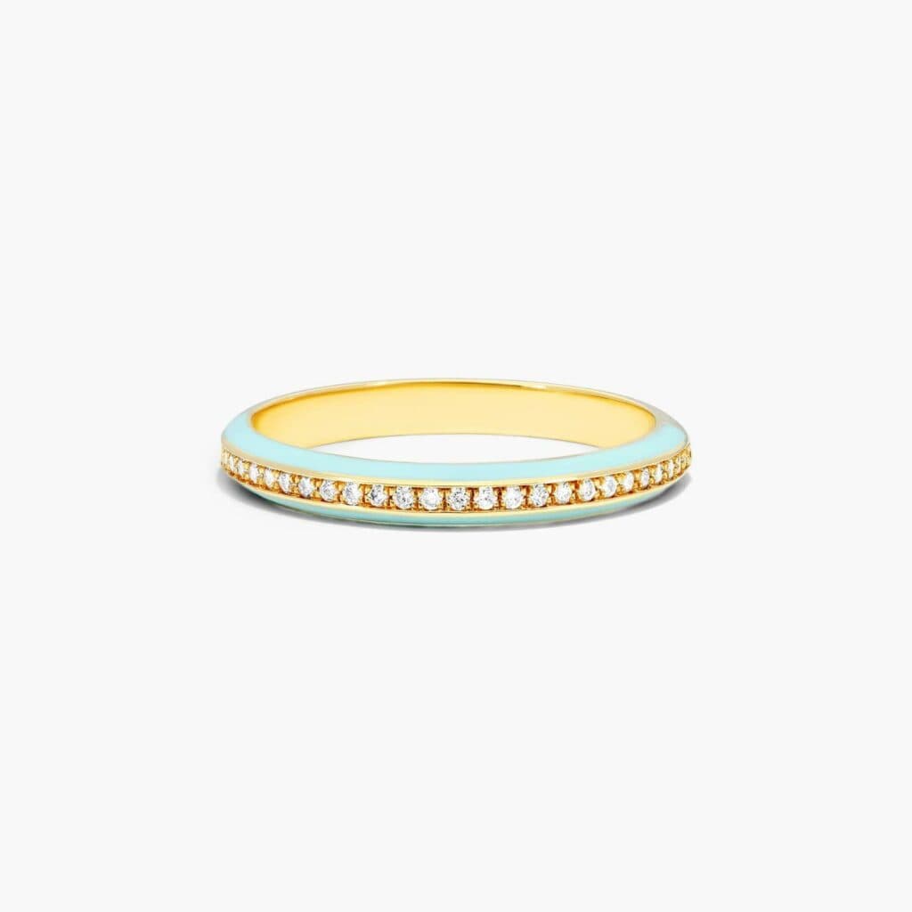14K Yellow Gold Turquoise Enamel and Diamond Ring James Allen