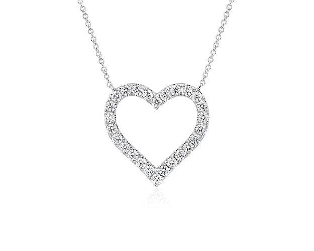 Diamond Heart Necklace in 14k White Gold Blue Nile