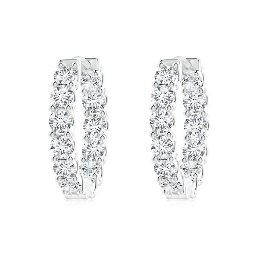 Lab-Grown Prong-Set Diamond Inside Out Hoop Earrings Angara