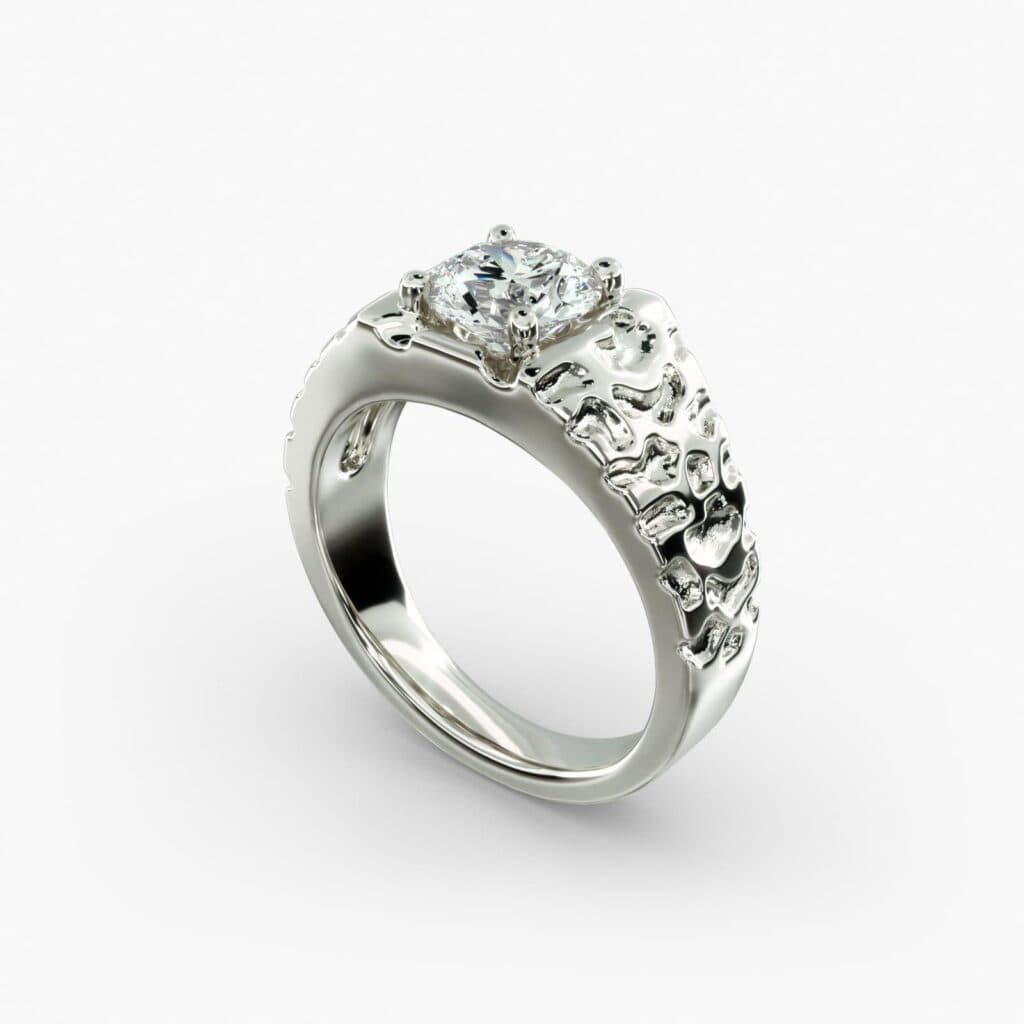 Men's Nugget Engagement Ring in 14k White Gold Blue Nile