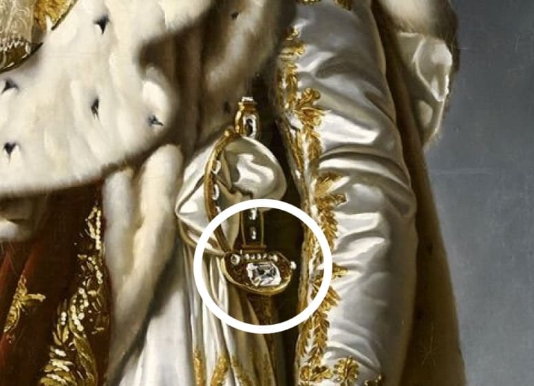 A close-up of Napoleon's sword with the Regent Diamond set in the hilt.