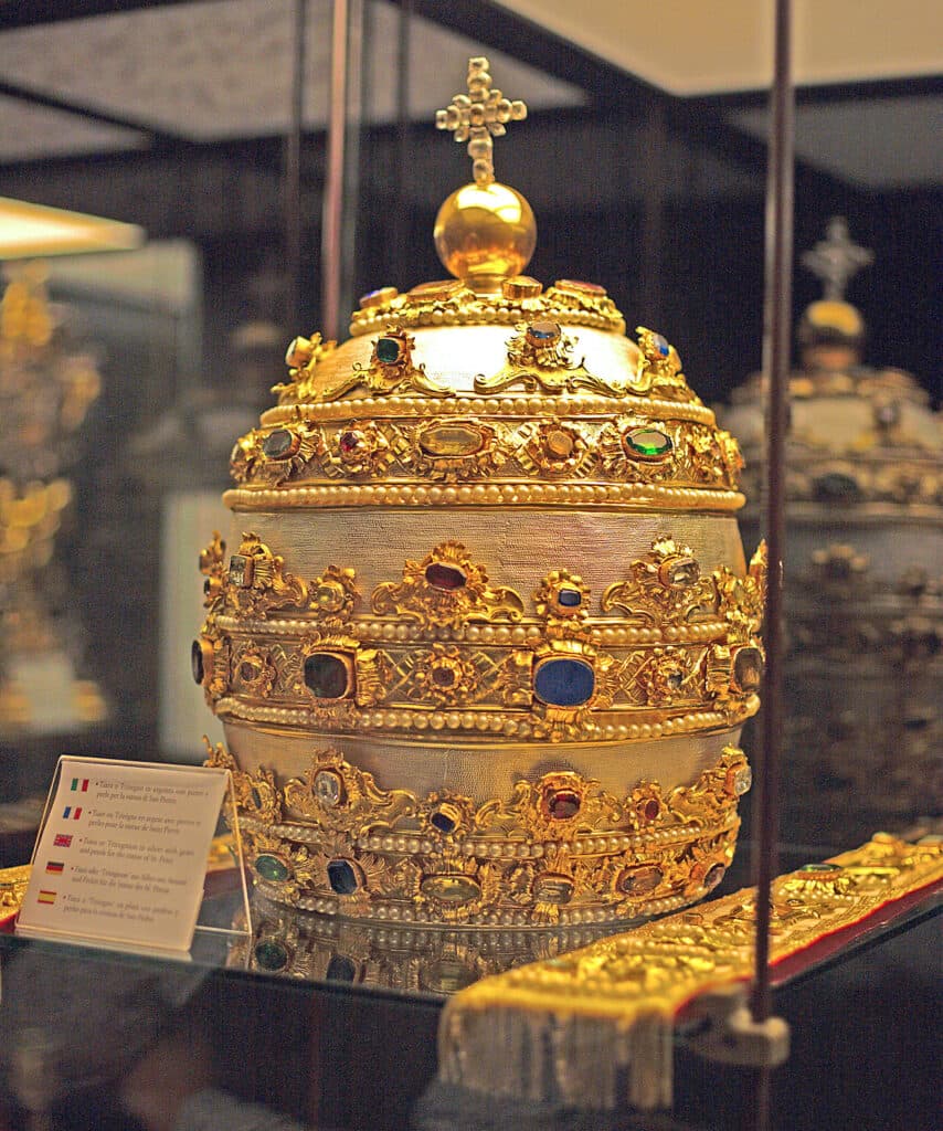 The papal tiara - crown worn by popes of the Catholic Church