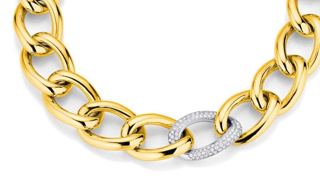 clioro round link gold diamond chains