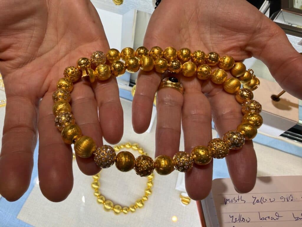 lalaounis gold sphere diamond necklace