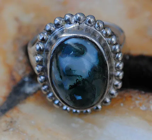 gemstone personality - moss agate ring