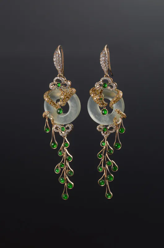 Jade buying - Golden Dragon earrings