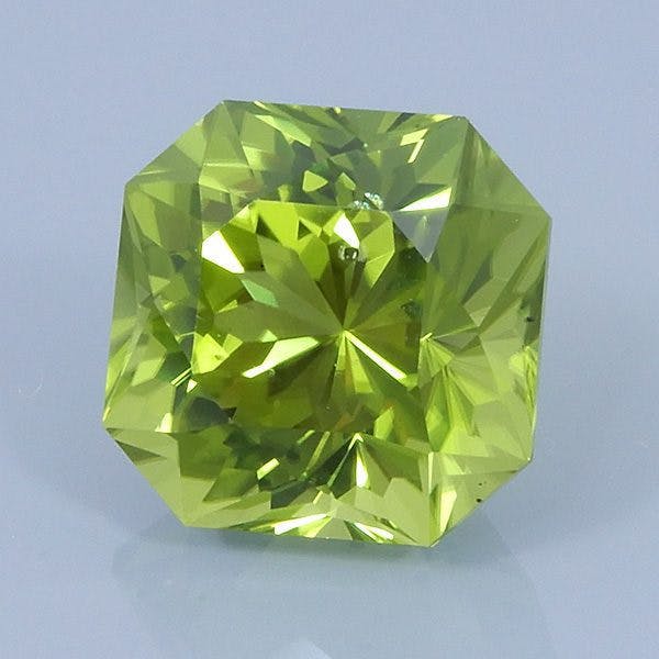 Finished version of Fancy Brilliant Square Cut Peridot