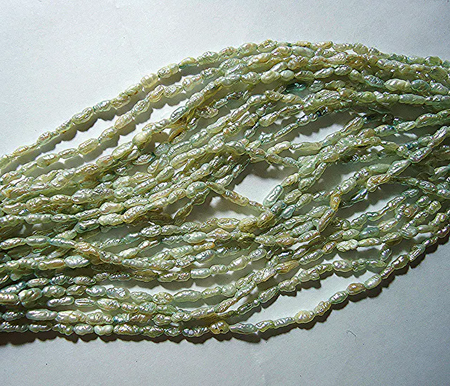 greenish freshwater pearl beads