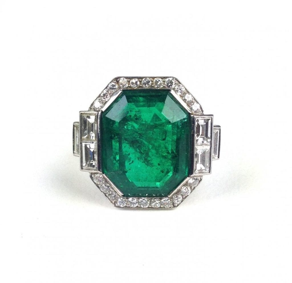 Art Deco emerald and diamond ring