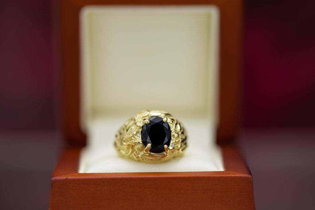 oval-cut black onyx statement ring