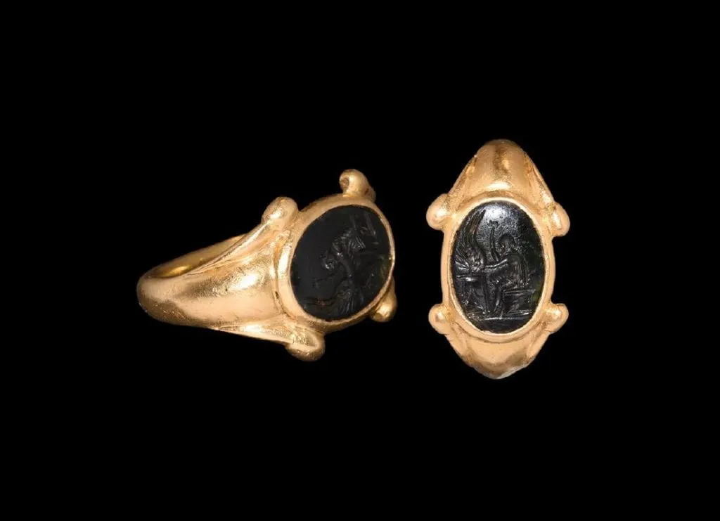 schorl intaglio ring - Roman 3rd Century CE