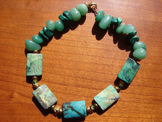 malachite, aventurine, and turquoise - idiochromatic gems