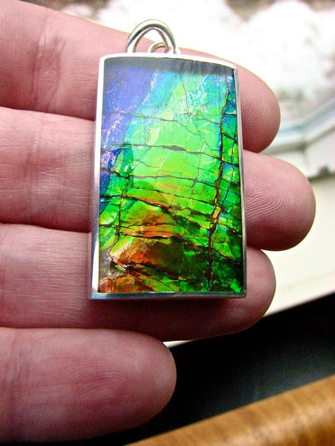 ammolite inlay pendant