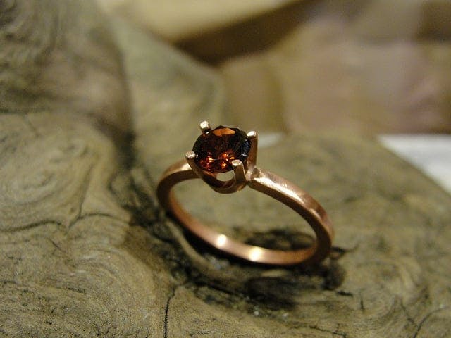 Almandine Garnet and Copper Ring