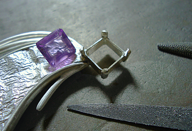 Set Gemstones - Amethyst and Silver Setting