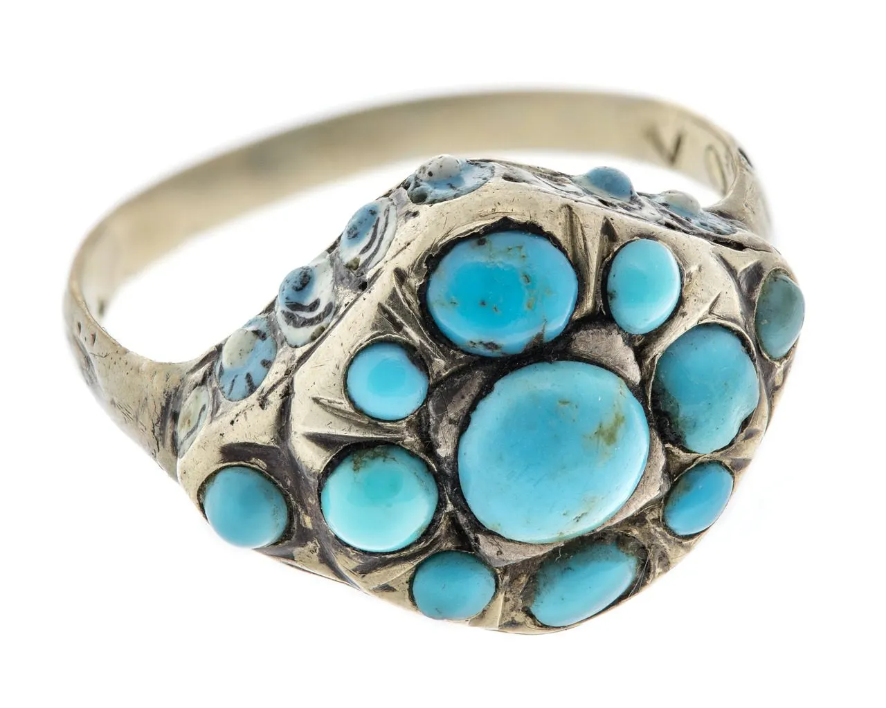 gold and turquoise ring - gem formation