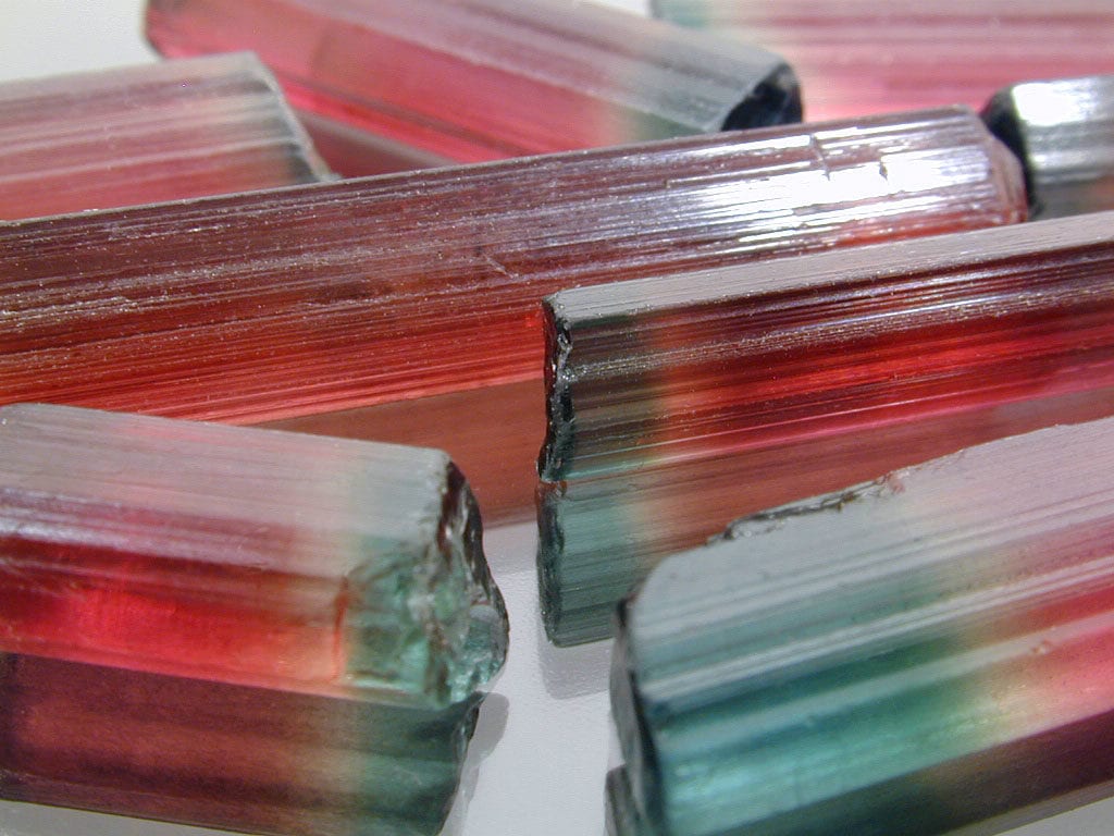 gem rough tri-color tourmalines - Nigeria